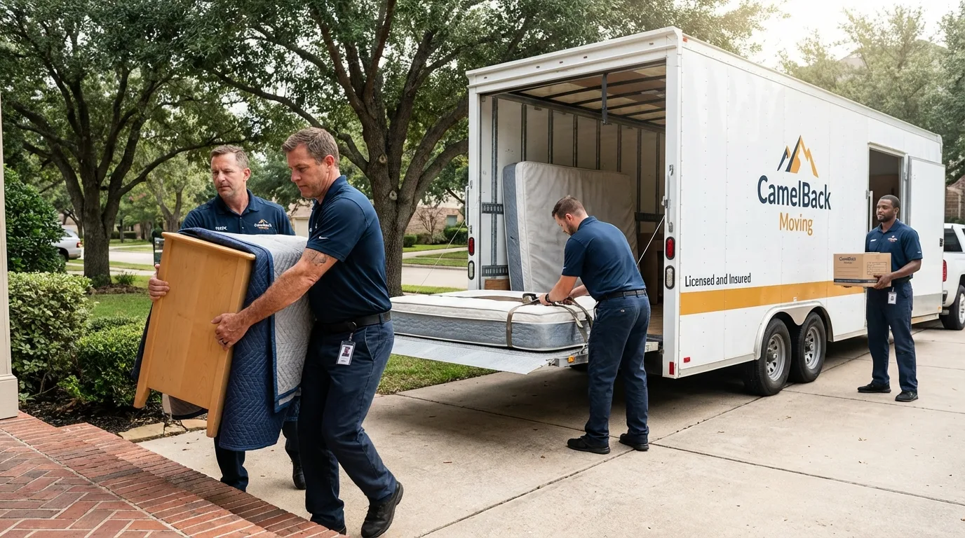 Crew loading residential truck for cross-state move from Fort Pierce, FL
