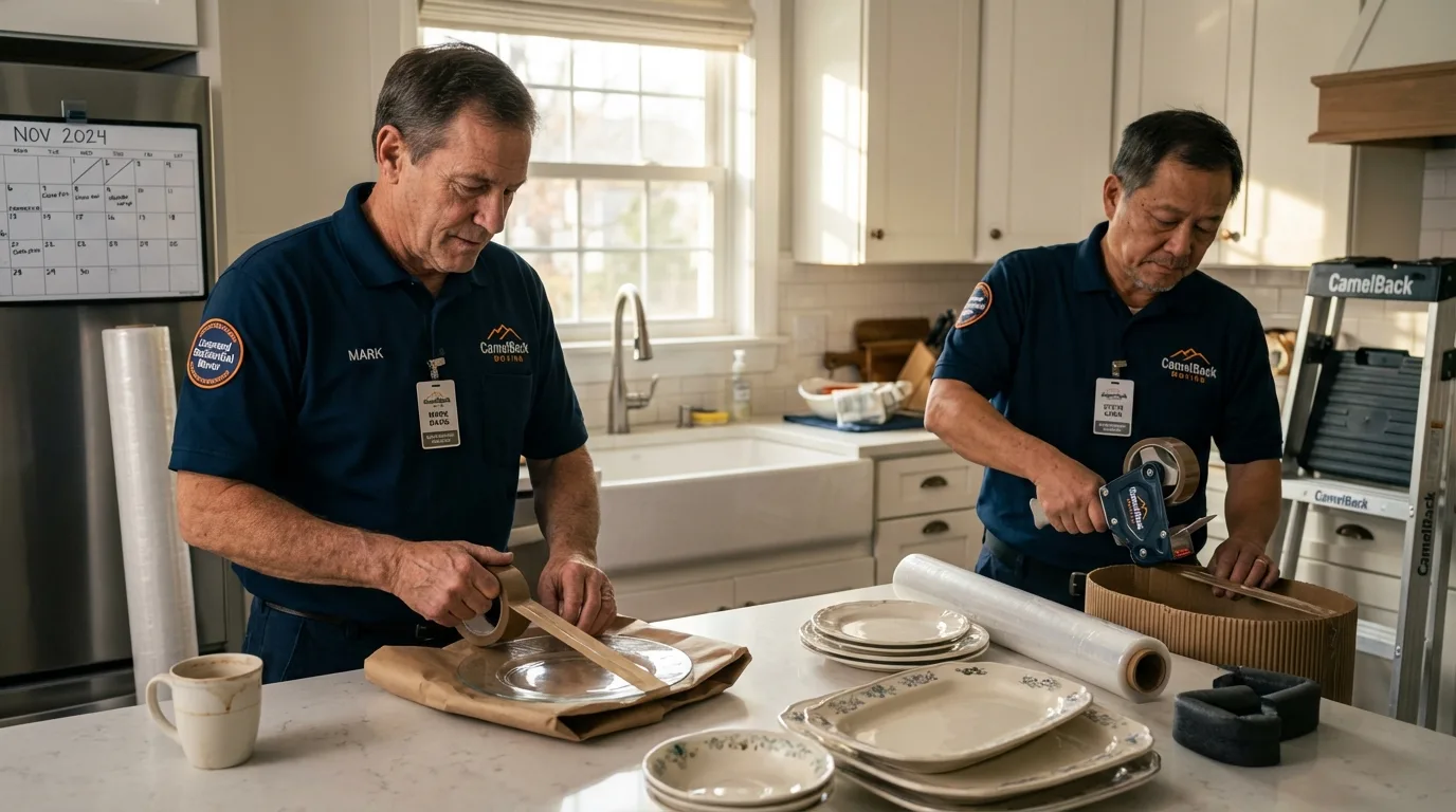 Professional crew packing kitchen dishware in Fort Pierce, FL